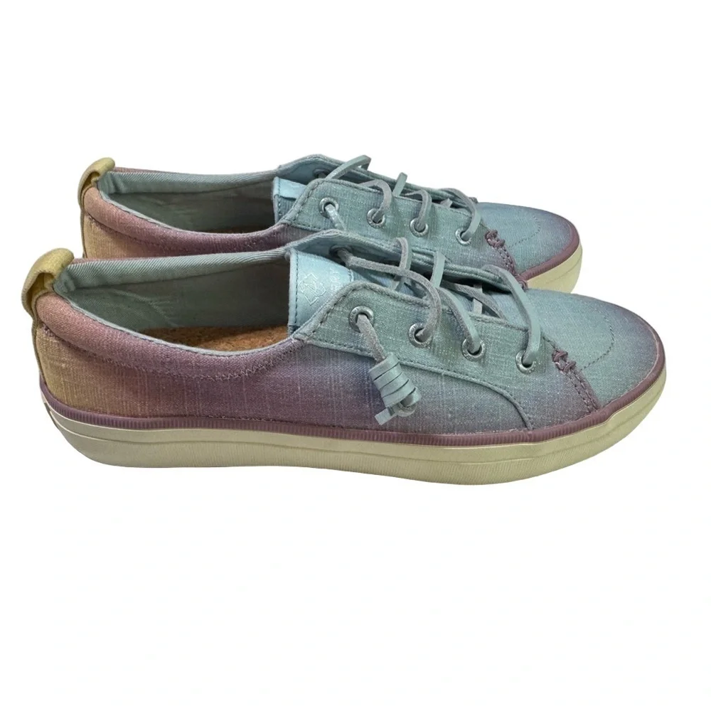 Sperry Crest Vibe Textile Sneakers Gradient Purple Blue Yellow Women Size 7.5M